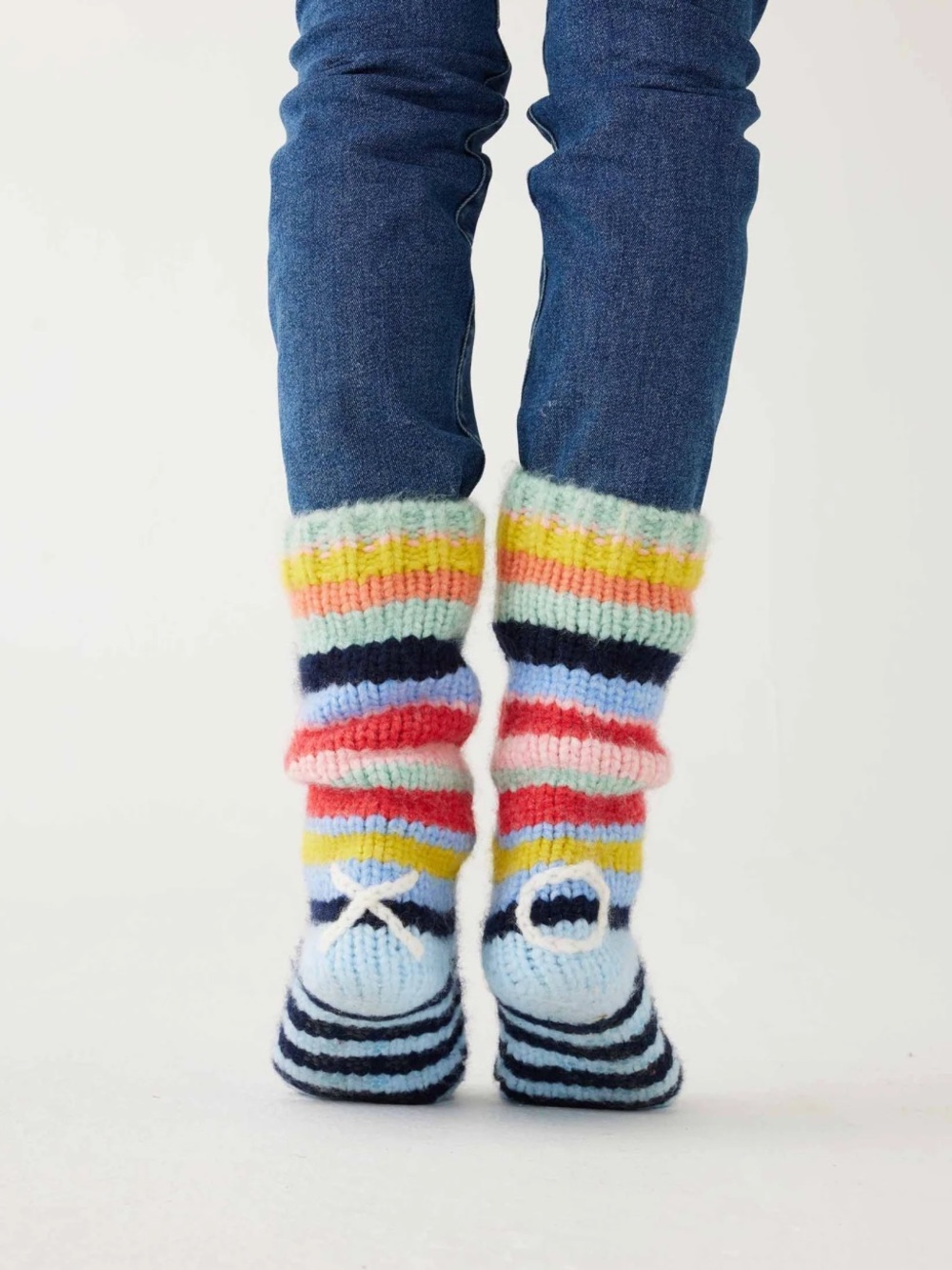 NWT MERSEA Sailor Love Knit XOXO Non-Skid Slipper Socks Striped Multicolor | OS